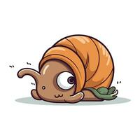 Cute cartoon snail. Vector illustration. Isolated on white background.