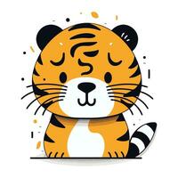 Cute tiger character. Vector illustration. Isolated on white background.