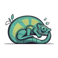 Cartoon chameleon on a white background. Vector illustration.