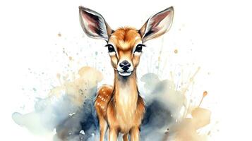 a cute little Gazelle in watercolor style. Generative AI photo