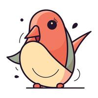 Vector illustration of cute little bird character. Flat line art design.