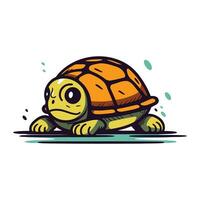 Cute cartoon turtle. Vector illustration isolated on a white background.