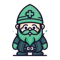 Cartoon character of a gnome with a beard. Vector illustration