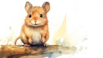 a cute little Gerbil in watercolor style. Generative AI photo