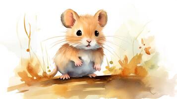 a cute little Gerbil in watercolor style. Generative AI photo