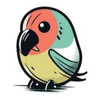 Illustration of a cute cartoon parrot on a white background. vector