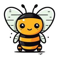 Cute cartoon bee isolated on a white background. Vector illustration.