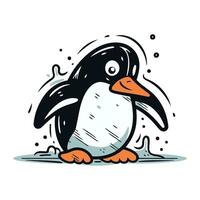 Cute penguin. Vector illustration isolated on a white background.