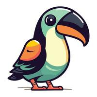 Cute cartoon toucan. Vector illustration isolated on white background.