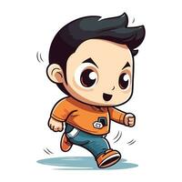 ilustración de un linda pequeño chico corriendo con recorte camino vector