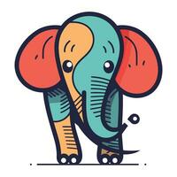 Cute cartoon elephant. Vector illustration in doodle style.