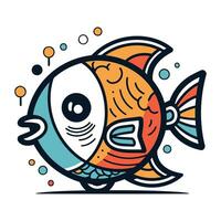 Cute cartoon fish. Vector illustration isolated on white background. Design element for t shirt. poster. card.