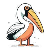 Pelican bird. Vector illustration in flat cartoon style. Isolated on white background.