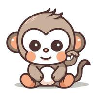 Cute monkey cartoon character vector illustration. Cute monkey mascot.