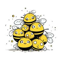 Cartoon illustration of a group of bees. Vector clip art.