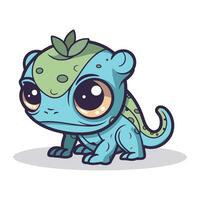 Cute Chameleon Cartoon Mascot Character Vector Illustration