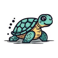 Cute cartoon turtle isolated on a white background. Vector illustration.