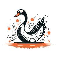 Vector illustration of a swan on a white background. Design element for poster. card. banner. t shirt.