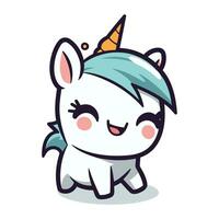 Cute cartoon unicorn. Vector illustration. Isolated on white background.