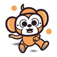 Cute cartoon monkey running. Vector illustration isolated on white background.