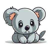 Cute cartoon koala sitting on the ground. Vector illustration.