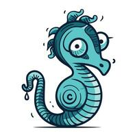 Hippocampus sea horse. Vector illustration of a cartoon sea horse.