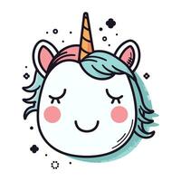 Cute hand drawn unicorn. Vector illustration in doodle style.
