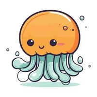 Cute cartoon octopus. Vector illustration of a funny jellyfish.