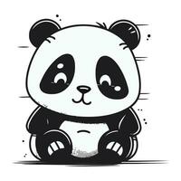 Cute panda bear cartoon vector illustration. Cute panda bear animal character.