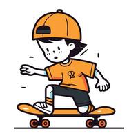 skater chico. vector ilustración en un plano estilo.