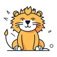 Cute cartoon lion. Vector illustration in doodle style.