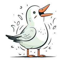 Cartoon seagull. Vector illustration isolated on white background.