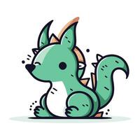 Cute cartoon dragon character. Vector illustration in doodle style.