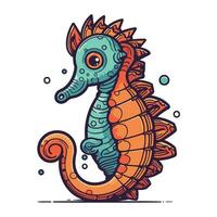 Seahorse. Hand drawn vector illustration. Isolated on white background.