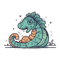 Cute hand drawn sea horse. Vector illustration for your design.