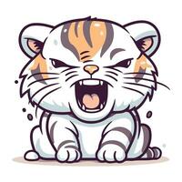 Cute tiger. Vector illustration isolated on a white background. Cartoon style.