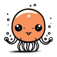 Cute cartoon octopus. Vector illustration isolated on white background.