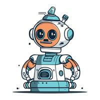 Cute cartoon robot. Vector illustration. Isolated on white background.