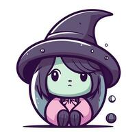 Cute witch girl. Vector illustration. Isolated on white background.