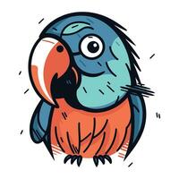 Cute parrot. Cartoon vector illustration. Hand drawn style.