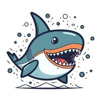 Cartoon shark. Vector illustration. Isolated on white background.