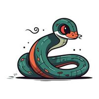 Cute snake cartoon. Vector illustration. Isolated on white background.