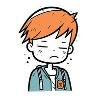 Cartoon boy with sore throat. Vector illustration of a boy with sore throat.