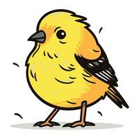 Cute yellow bird on white background. Vector illustration of a little bird.