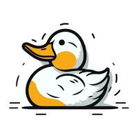 Cute little duck. Vector illustration. Isolated on white background.