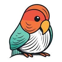 Illustration of a cute cartoon parrot on a white background. vector