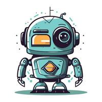 Cute cartoon robot. Vector illustration. Isolated on white background.