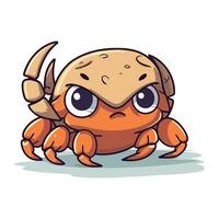 Crab cartoon character. Vector illustration isolated on white background. Cute little crab.