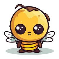 Cute bee cartoon character. Vector illustration isolated on white background.
