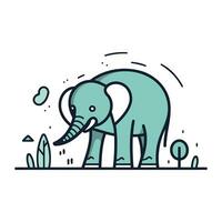 vector ilustración de un elefante en el selva. línea Arte estilo.
